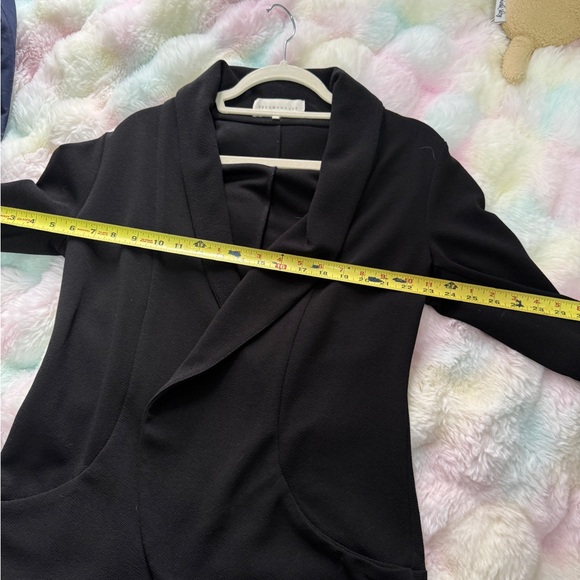 French Mauve Black Open Front Shawl Collar Blazer - Size M - Picture 8 of 8